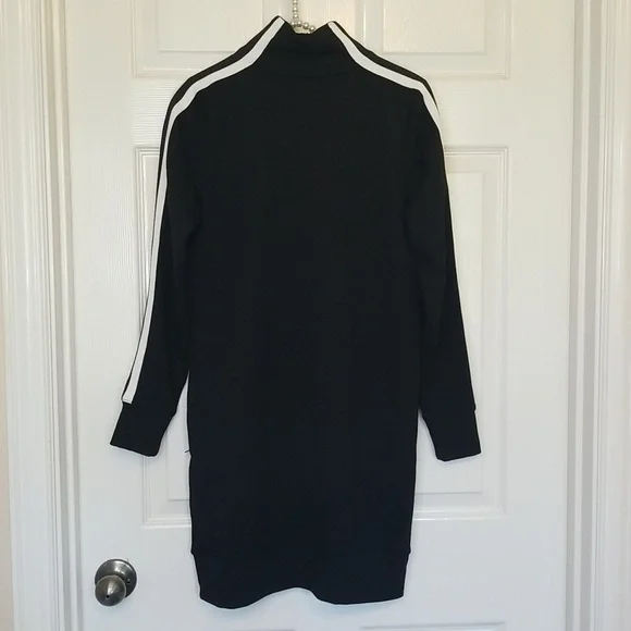 Athleta Circa Black With White Stripes Longsleeve Mini Track Dress - Picture 9 of 15